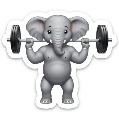 elephant lifting a barbell sticker