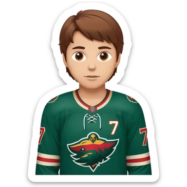 Minnesota wild hockey player #7 on jersey with faber on back and brown hair sticker