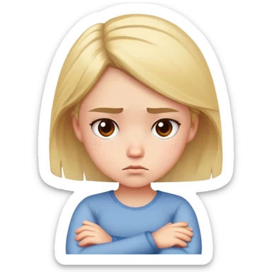 Angry girl with crossed arms, frowning face sticker