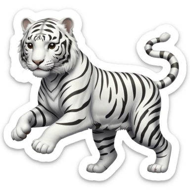 A white tiger pouncing at the screen with silver accsents make it less cartoon looking  sticker