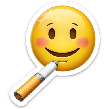 Make an emoji with a smiley face that smokes a cigarette sticker