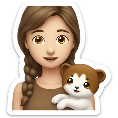 fille blanche et brune qui travaille dans son lit sticker