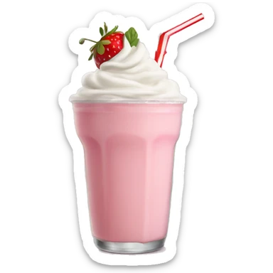 strawberry milkshake with a straw sticker