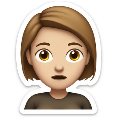 Uncomfortable and angry white pregnant woman with brown hair sticker