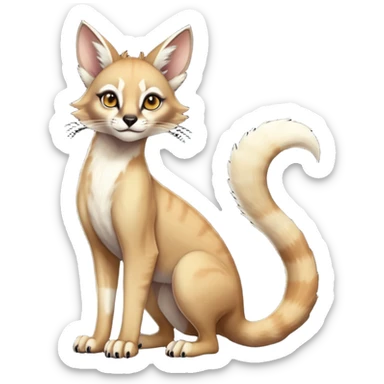 white glorious divine exotic cute cool beautiful shiny beautiful fantasy-caracal-civet-genet-sergal-vernid-Cacomistle-oncilla-animal-Fakémon-hybrid-fursona (full body) sticker