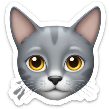 Grey cat with one ear chipped  sticker