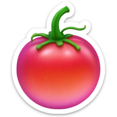 Entire Hot pink ombre tomato with glitter and green stem sticker