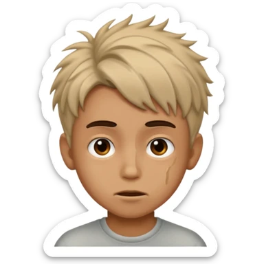 boy with messed up hair  sticker