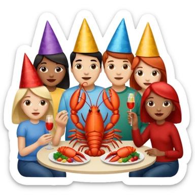200 people eating lobster at a family party sticker