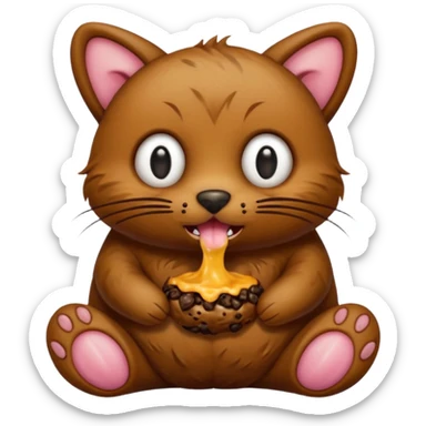 Bottomless bear poop shaped into a cat that eats rats sticker