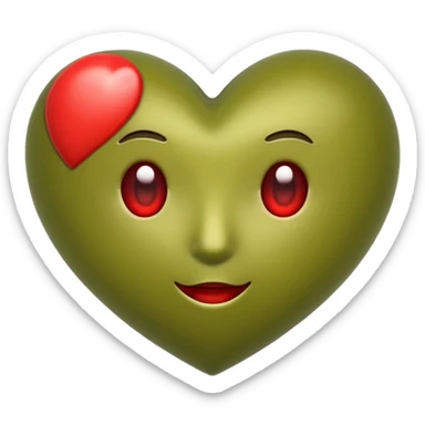 Olive green and red  mix heart emoji sticker