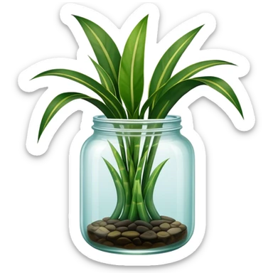 Snake plant with only straight up leaves in a glass jar with water sticker