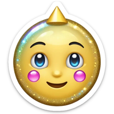 emoji of sparkling shiny glitter, with bright sparkles and shimmering particles, simple cute cartoon style sticker