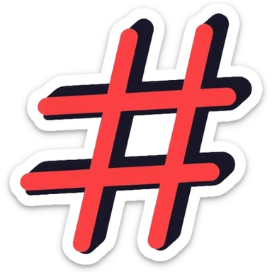 red hashtag symbol sticker