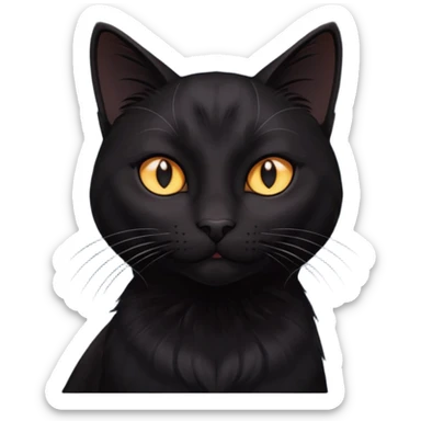 Solin wäre ein Kater mit nachtschwarzem, glänzendem Fell, kräftig gebaut und zugleich von seltener Eleganz. Sein Blick – tief und warm – scheint in die Seele zu führen, während seine Bewegung lautlos ist wie ein Schatten, der sich still an die Seite schmiegt.ihn nichts auf der Welt erschüttern. sticker