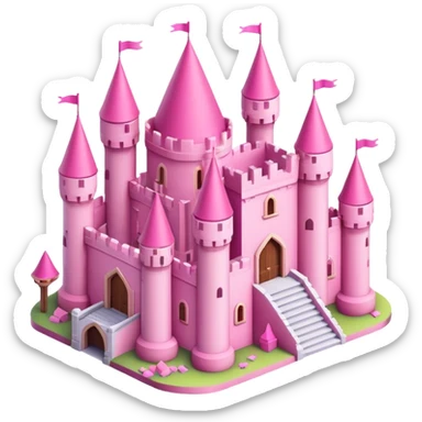 Isometric pink castle  sticker