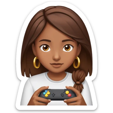 Brown hair girl playing video game sticker