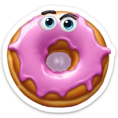 a sad donut with eyes and a broken foot  sticker