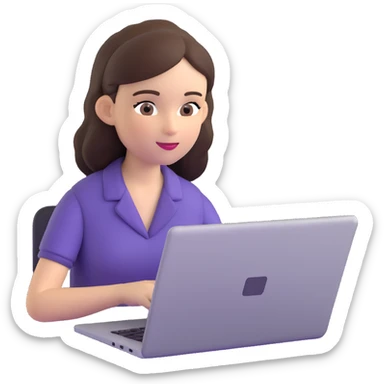 brunette girl working on a laptop sticker