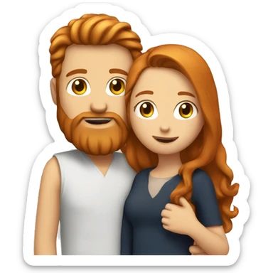  guy with ginger beard hugging brunette girl with long hair sticker