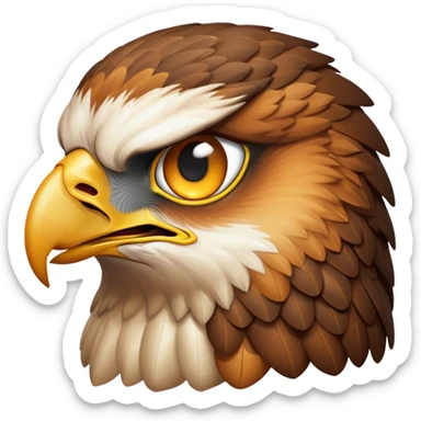 Cinematic Noble Hawk Portrait Emoji, Poised and regal, with a sturdy, agile build, a sharp, hooked beak, and intense, focused eyes that exude predatory precision, Simplified yet sharp and sophisticated features, highly detailed, glowing with a soft, golden glow, high shine, intelligent and vigilant, stylized with an air of aerial mastery, focused and determined, soft glowing outline, capturing the essence of a watchful and confident hawk that appears ready to soar out of the screen with effortless authority! sticker