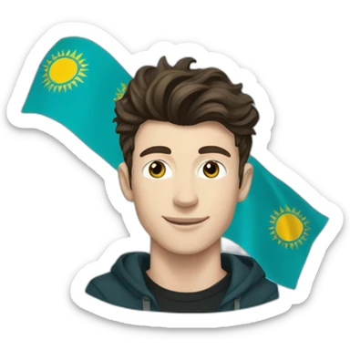 Shawn Mendes with Kazakhstan flag sticker