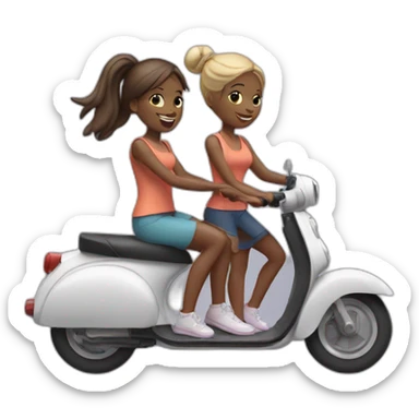 2 girls on a scooter sticker