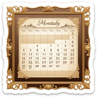 edwardian monthly calendar page sticker
