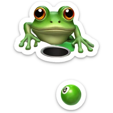 Frog playing pool in a pool sticker