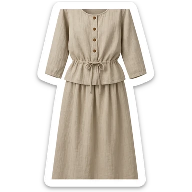 European women's linen outfit, just the clothes, no person, white background sticker