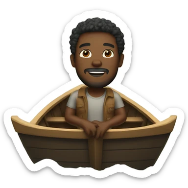 A black man in big wood boat sticker