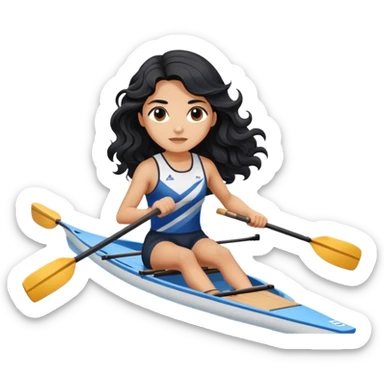 girl with long black wavy hair rowing in Olympic rowing sport, with double oars sticker