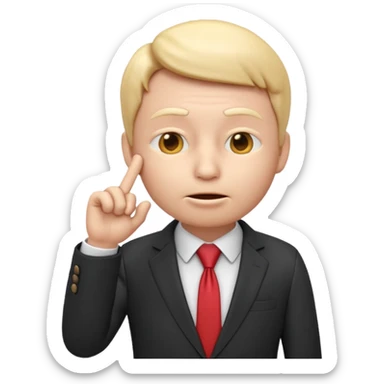 3D render of a shushing face emoji 🤫 dressed in a business suit, holding a finger to its lips. representing deceptive corporate marketing compliance. Studio lighting, cinematic realism, subtle irony, professional color grading sticker
