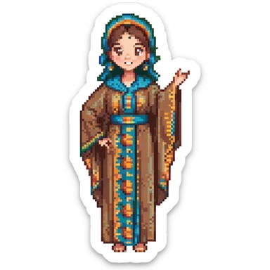 person wearing a caftan, no headscarf, having fun in the desert sticker