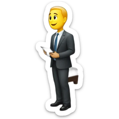 A business man doing his job in a bedroom  sticker