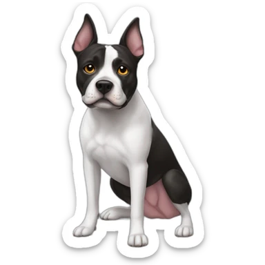 Staffi femmelle noir avec des chaussettes blanche et les oreilles recoube sticker