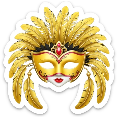 carnival mask in yellow sticker