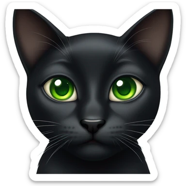 Black cat with green eyes. With a a white diamond shape on his chest  sticker