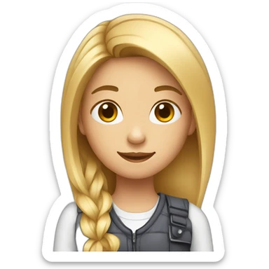 strigth hair withe girl playing with a cellphone sticker