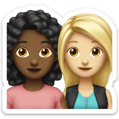 Blonde and black hair best friends sticker