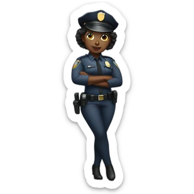 black police woman officer with tied hair dancing sticker