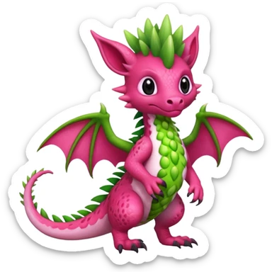 Dragonfruit-Strawberry-Kiwi-themed "Dutch Angel Dragon"-"Vernid"-"Trico"-furry-Fakémon-hybrid-creature (full body) sticker