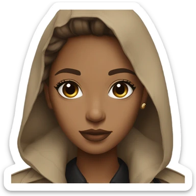 Aesthetic girl living her beat life light brown skin and light brown hair with a long trench coat outfit in black sticker