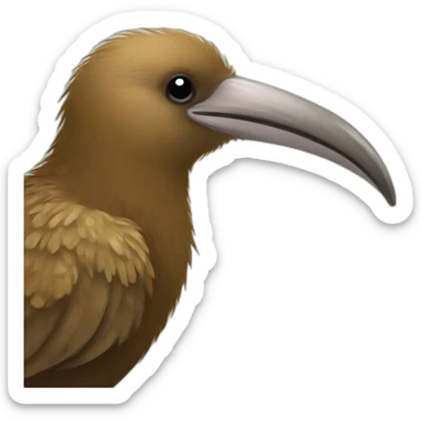 kiwi bird, cute little brown bird with a very long thin beak sticker