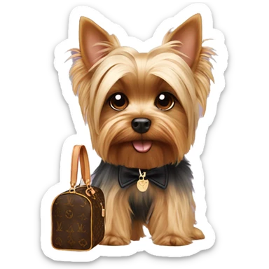 Yorkshire Terrier whit a Louis vuitton sticker