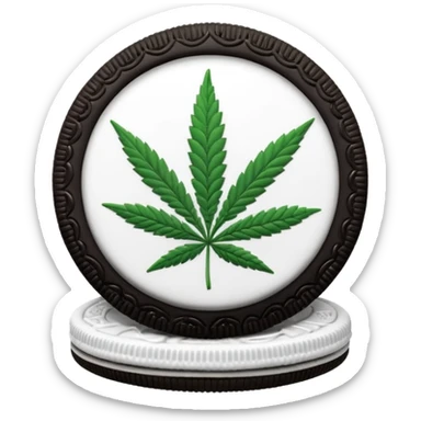 black and white oreo cookies with cannabis leaf sticker