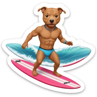 Light brown pitbull god surfing  sticker