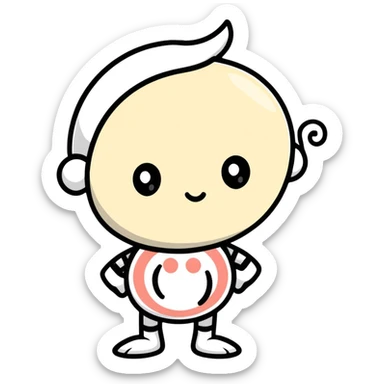 A cute character with a puzzled expression and swirly confused eyes sticker