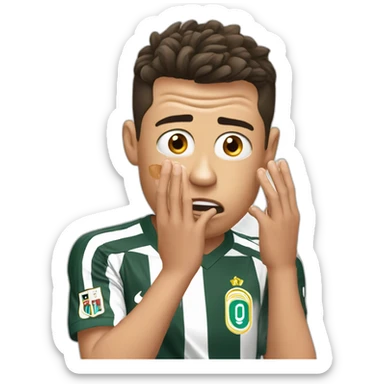 Ronaldo shocked with is two hand on his face sticker