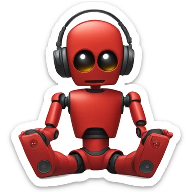 red robot listening to music on iPhone sticker